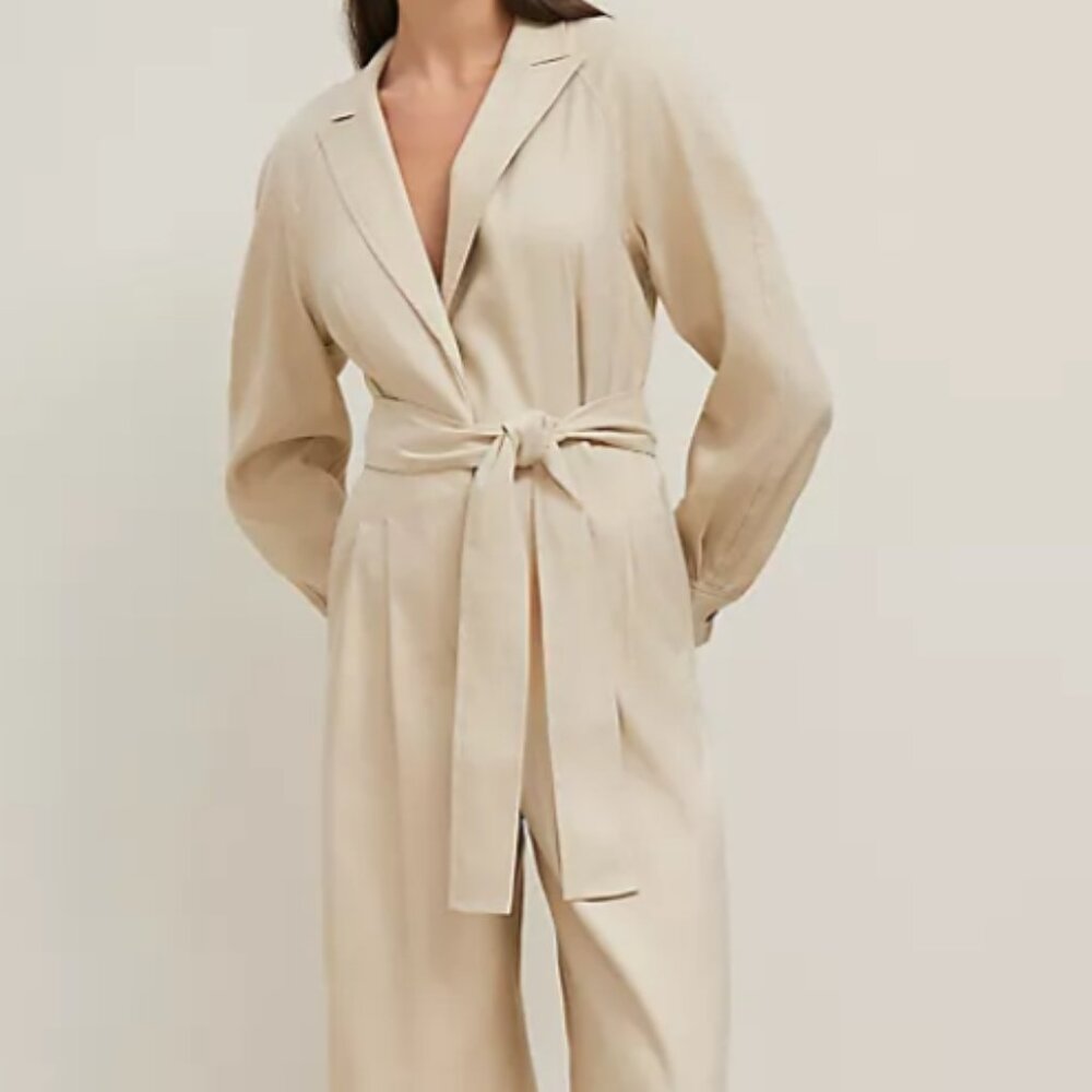 Petite Linen Blend Wide Leg Jumpsuit Ann Taylor Size 8 petite NEW WITH TAGS